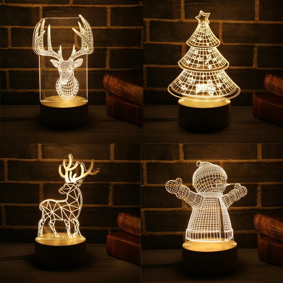 Navidad 3D LED Lamp Cute Christmas Tree Snowman