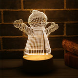 Navidad 3D LED Lamp Cute Christmas Tree Snowman